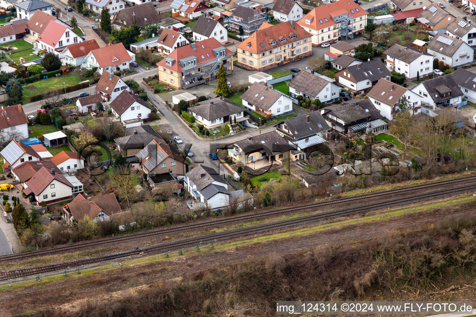 In the rose garden in Winden in the state Rhineland-Palatinate, Germany seen from a drone