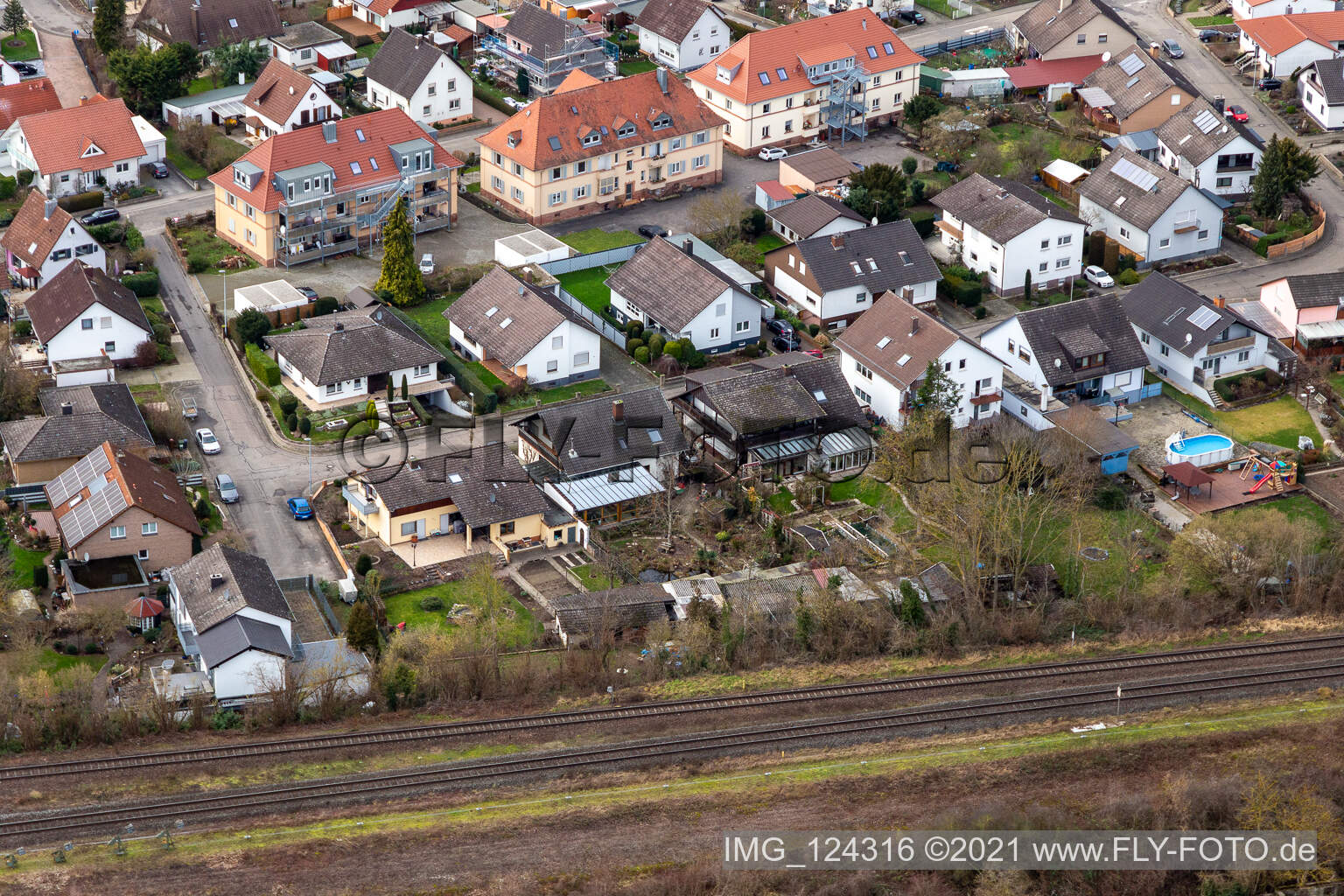Aerial view of In the rose garden in Winden in the state Rhineland-Palatinate, Germany