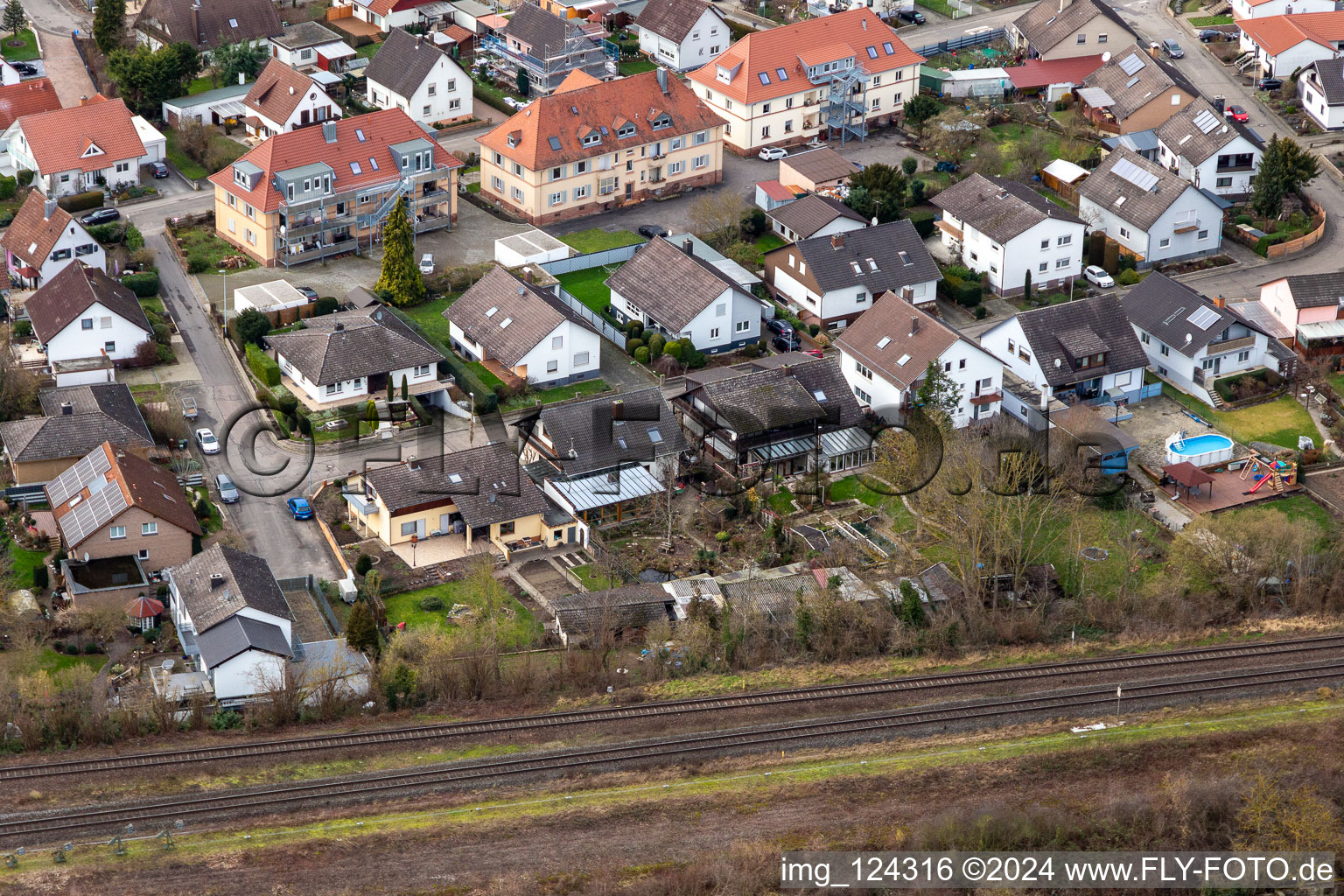 Aerial view of In the rose garden in Winden in the state Rhineland-Palatinate, Germany