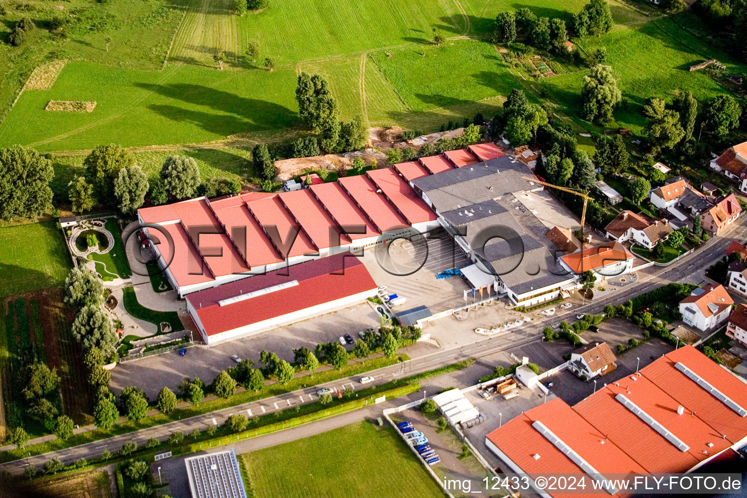 Bird's eye view of Vogelsitz GmbH, Kleinsteinbacherstrasse 44 in the district Stupferich in Karlsruhe in the state Baden-Wuerttemberg, Germany