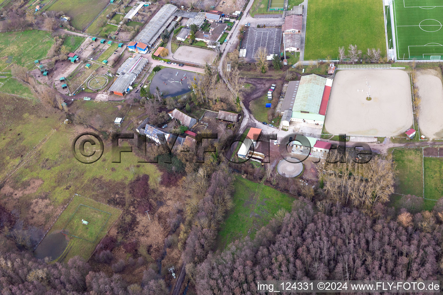 Oblique view of Riding and driving club eV in the district Billigheim in Billigheim-Ingenheim in the state Rhineland-Palatinate, Germany