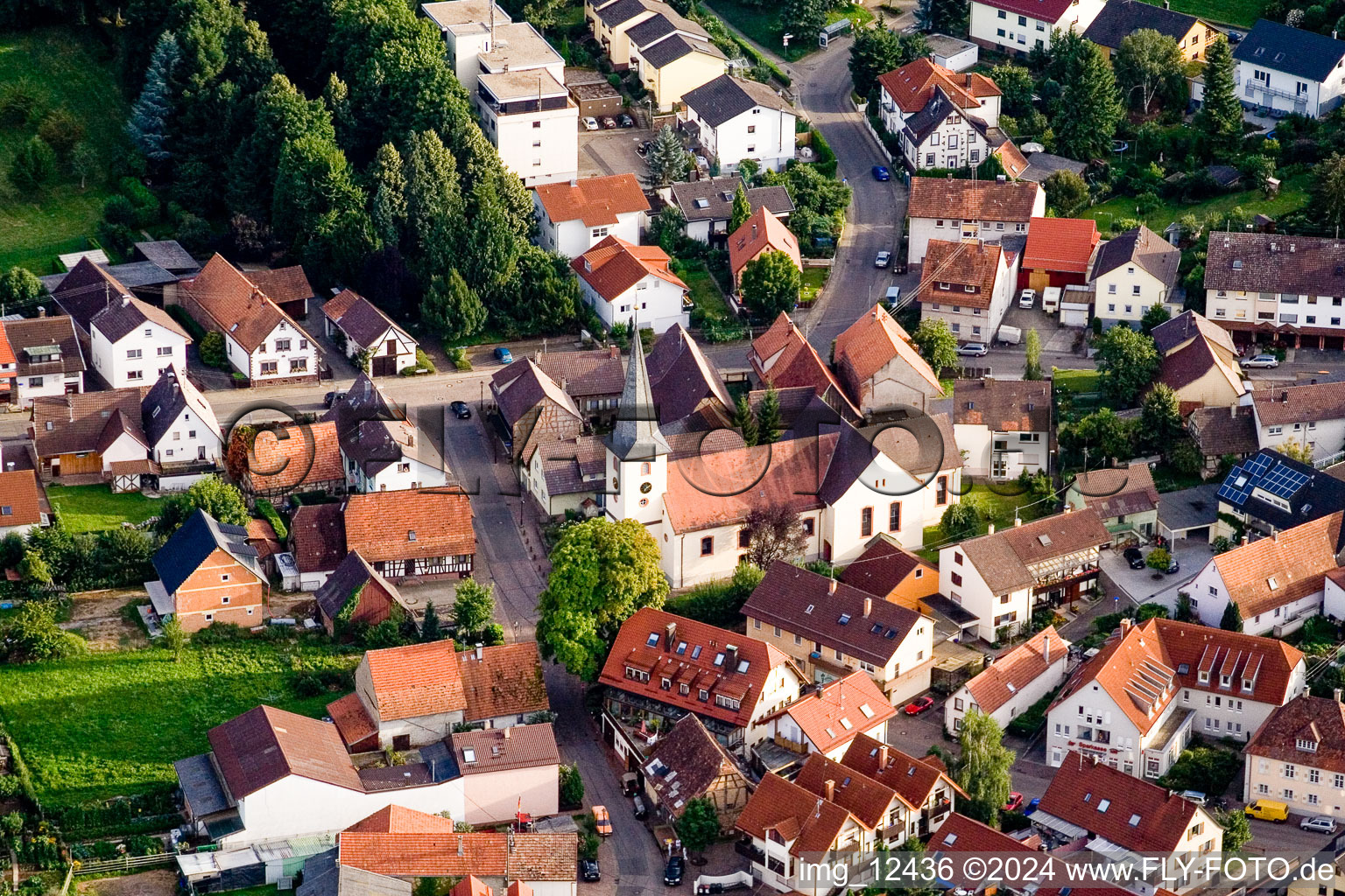 Oblique view of District Stupferich in Karlsruhe in the state Baden-Wuerttemberg, Germany