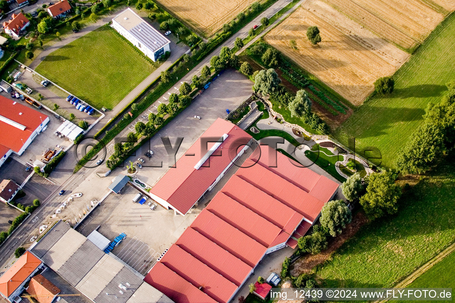 Drone image of Vogelsitze GmbH, Kleinsteinbacherstrasse 44 in the district Stupferich in Karlsruhe in the state Baden-Wuerttemberg, Germany