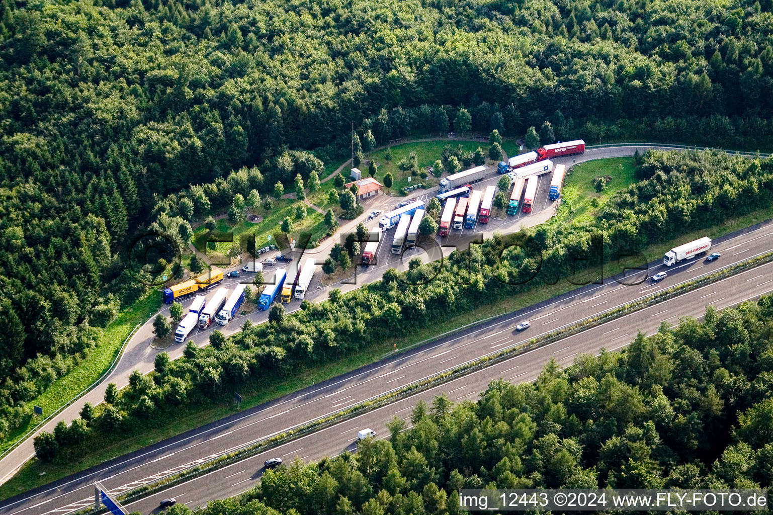 Mutschelbach, motorway parking lot in the district Untermutschelbach in Karlsbad in the state Baden-Wuerttemberg, Germany