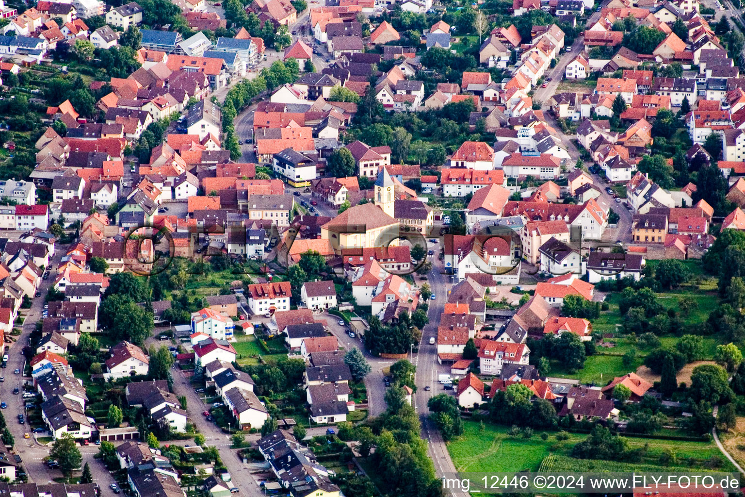 Aerial photograpy of District Langensteinbach in Karlsbad in the state Baden-Wuerttemberg, Germany