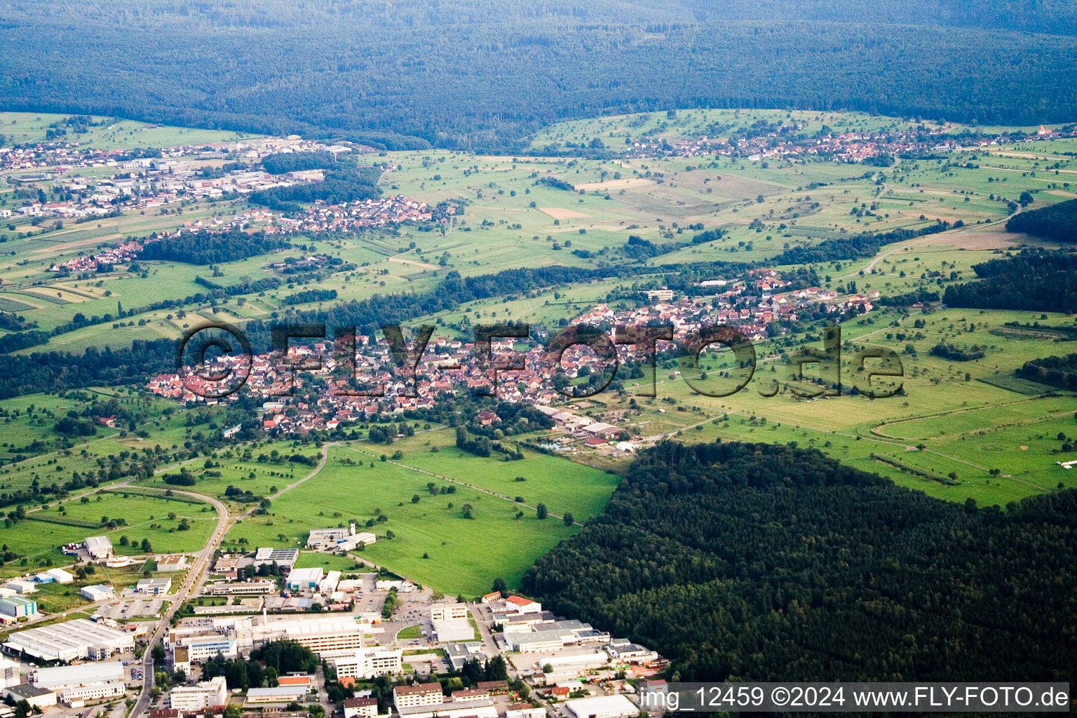 From the north in the district Ittersbach in Karlsbad in the state Baden-Wuerttemberg, Germany