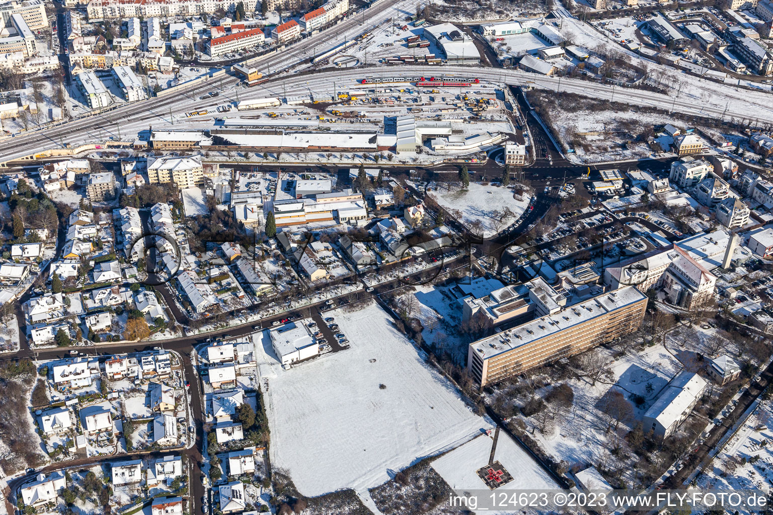 Aerial view of Marienhaus Hospital Hetzelstift in Neustadt an der Weinstraße in the state Rhineland-Palatinate, Germany