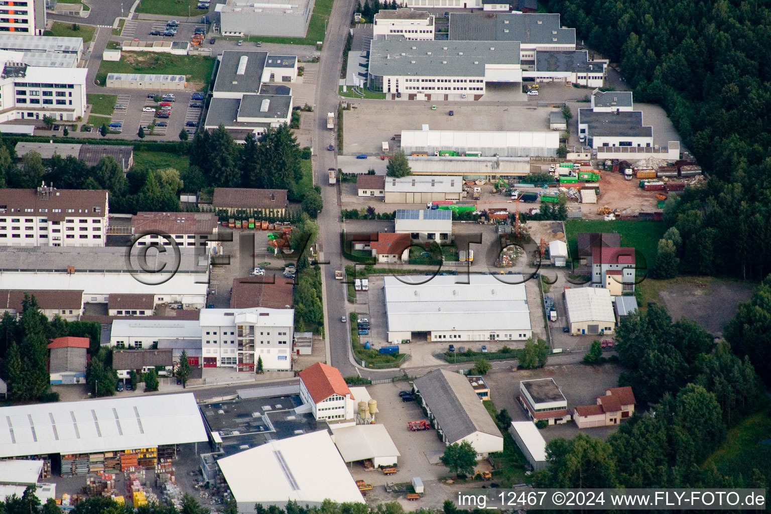 Ittersbach, industrial area in the district Im Stockmädle in Karlsbad in the state Baden-Wuerttemberg, Germany out of the air