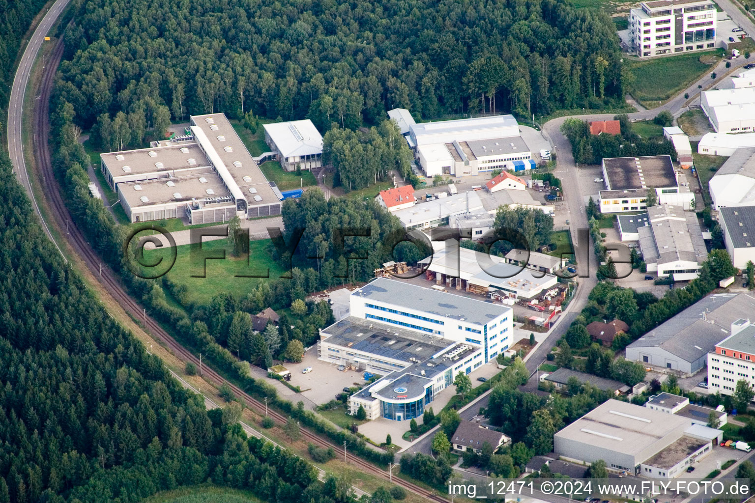 Ittersbach, industrial area, Herrmann Ultraschalltechnik GmbH in the district Im Stockmädle in Karlsbad in the state Baden-Wuerttemberg, Germany