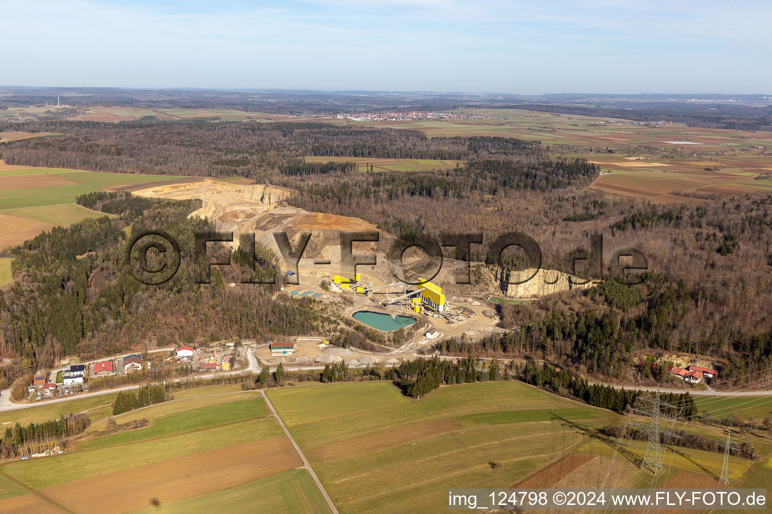 Aerial photograpy of Quarry, Georg Mast gravel works, landfill in the district Sulz am Eck in Wildberg in the state Baden-Wuerttemberg, Germany