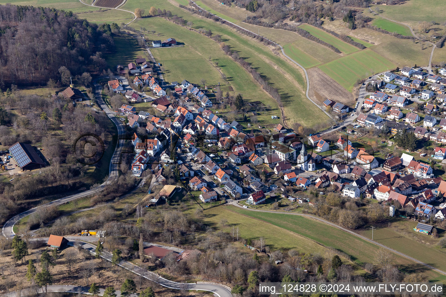 Aerial view of District Dachtel in Aidlingen in the state Baden-Wuerttemberg, Germany