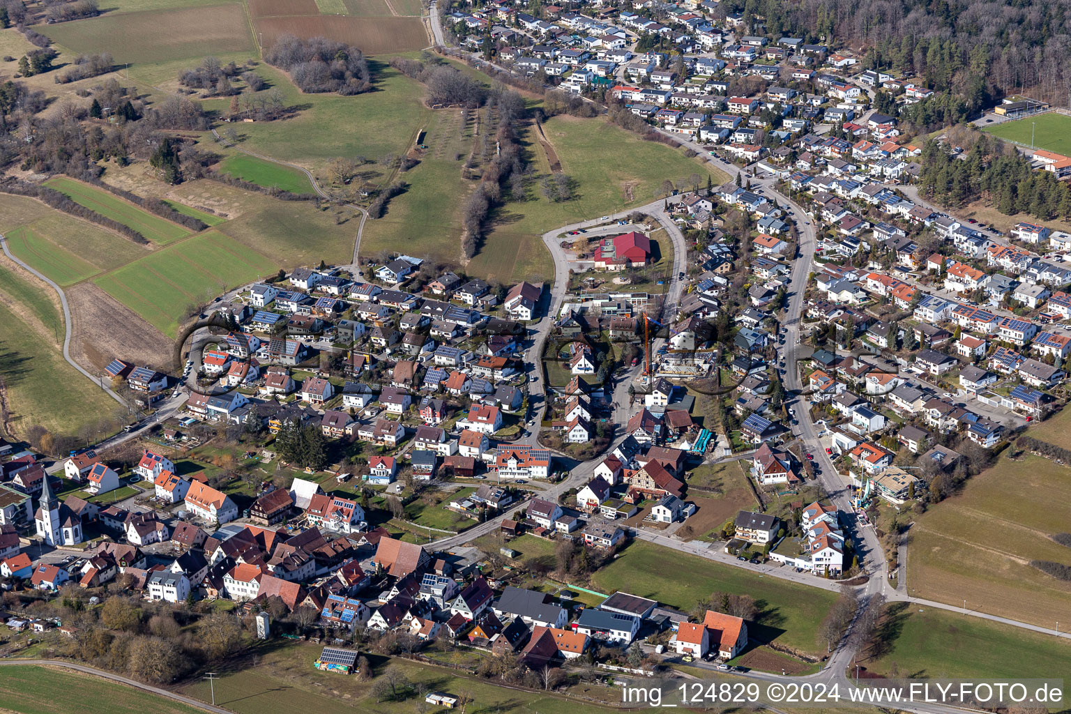 Aerial photograpy of District Dachtel in Aidlingen in the state Baden-Wuerttemberg, Germany