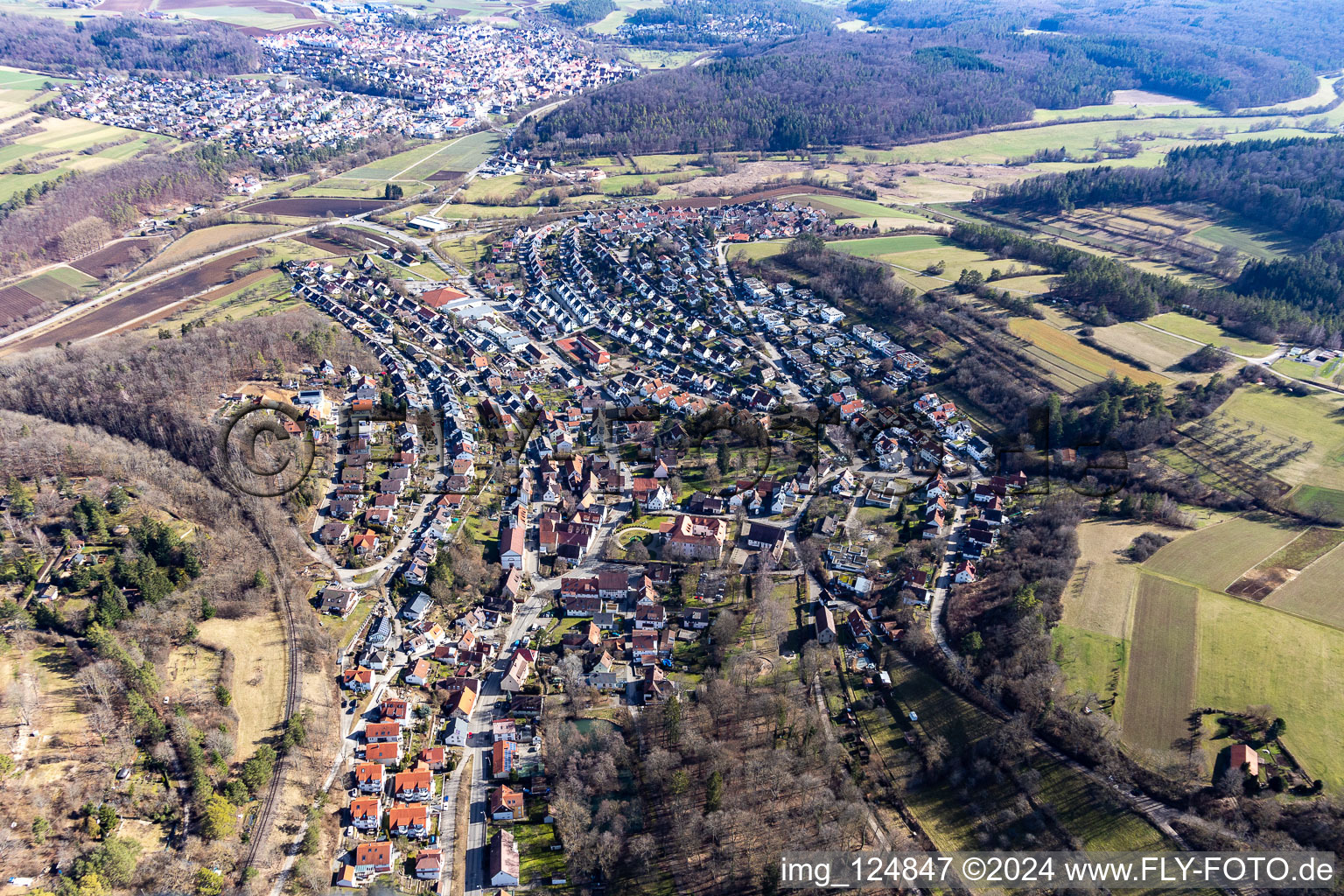 Aerial photograpy of District Dätzingen in Grafenau in the state Baden-Wuerttemberg, Germany