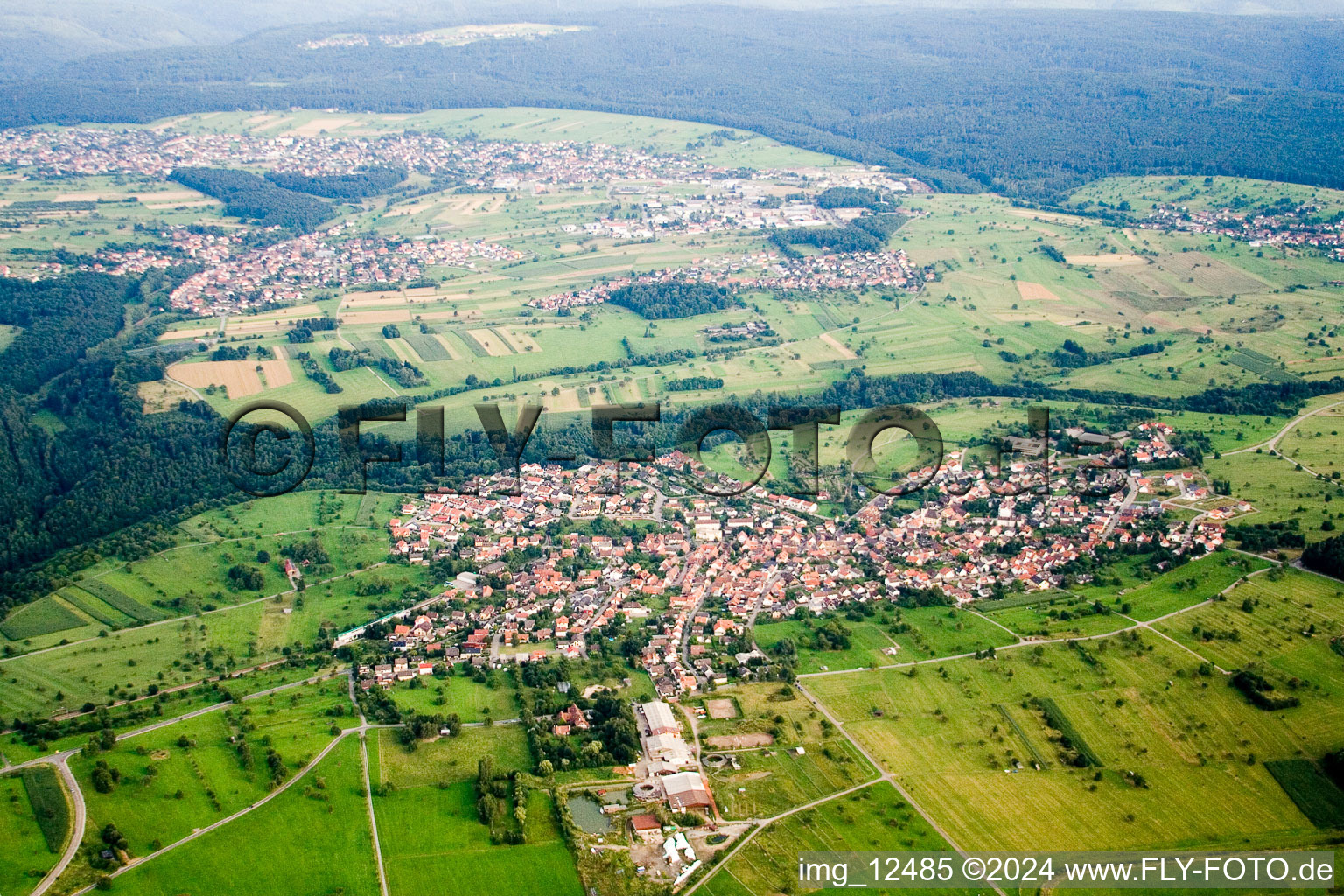 Aerial photograpy of District Ittersbach in Karlsbad in the state Baden-Wuerttemberg, Germany