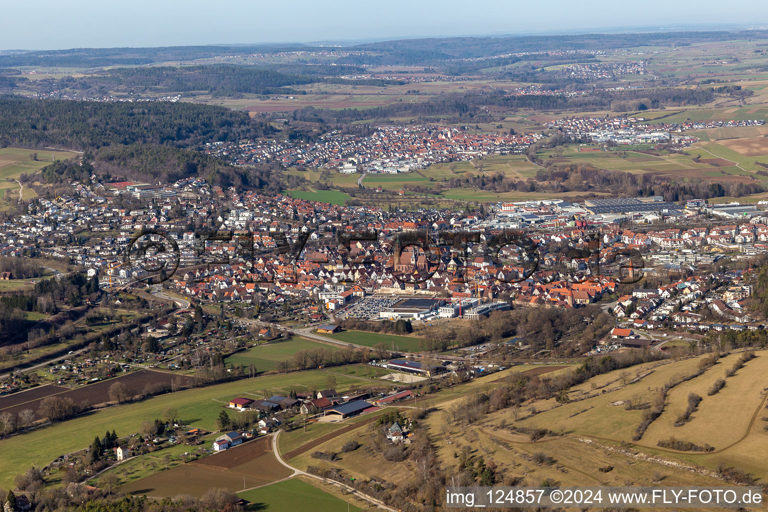 Aerial view of Weil der Stadt in the state Baden-Wuerttemberg, Germany