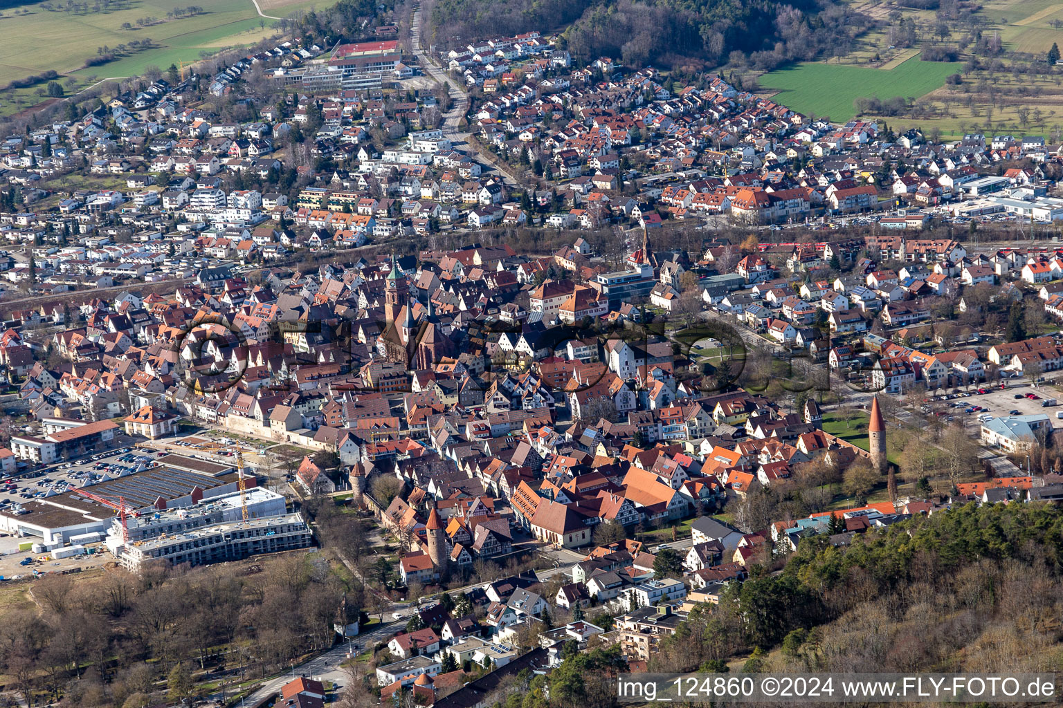 Weil der Stadt in the state Baden-Wuerttemberg, Germany from above