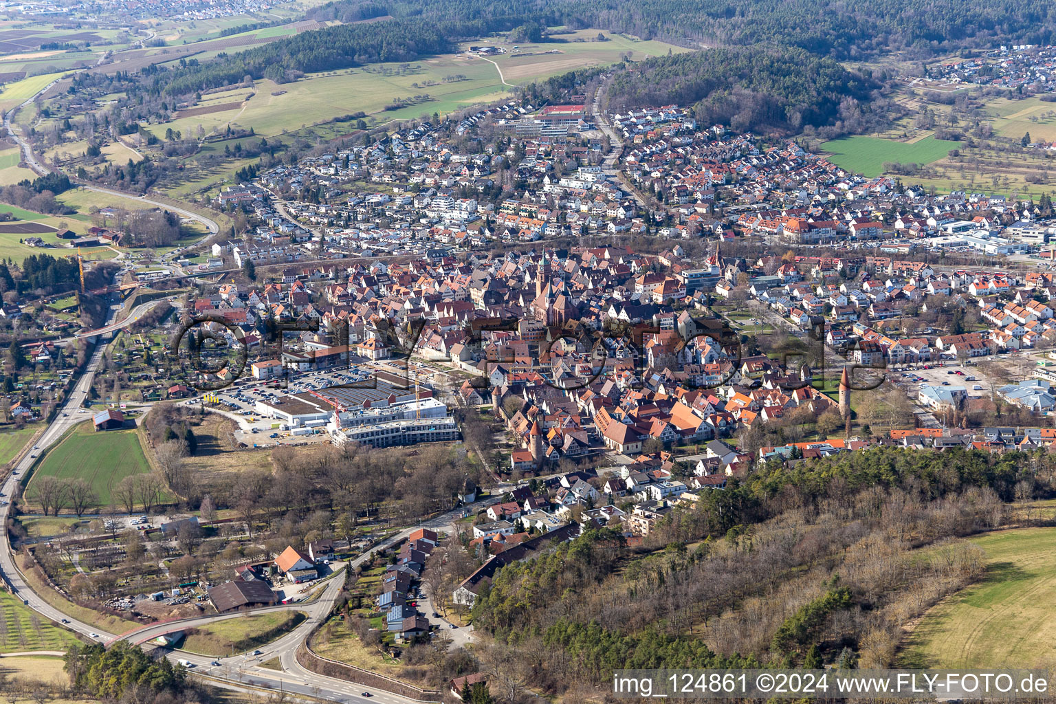 Weil der Stadt in the state Baden-Wuerttemberg, Germany out of the air