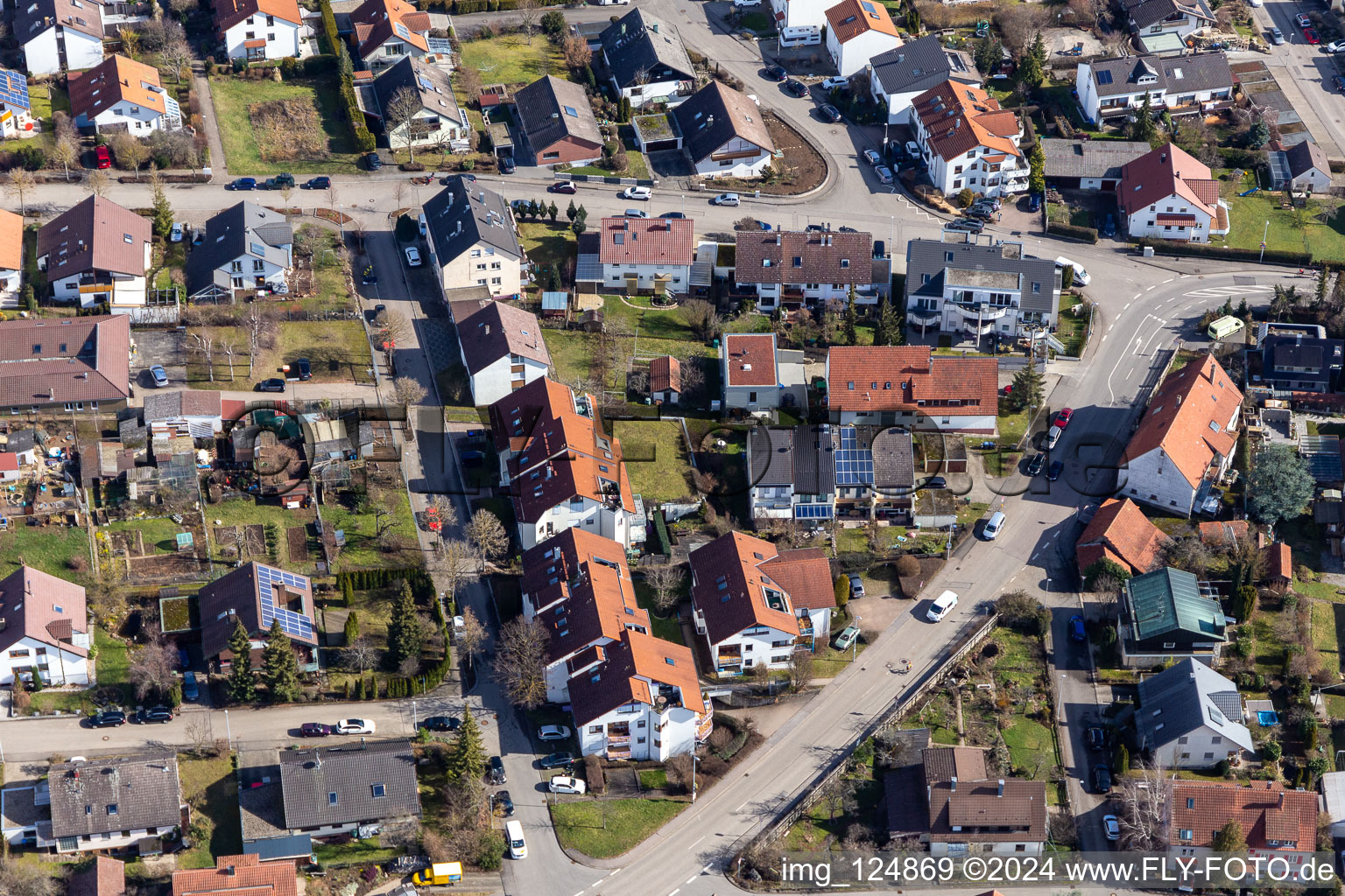 Oblique view of District Malmsheim in Renningen in the state Baden-Wuerttemberg, Germany