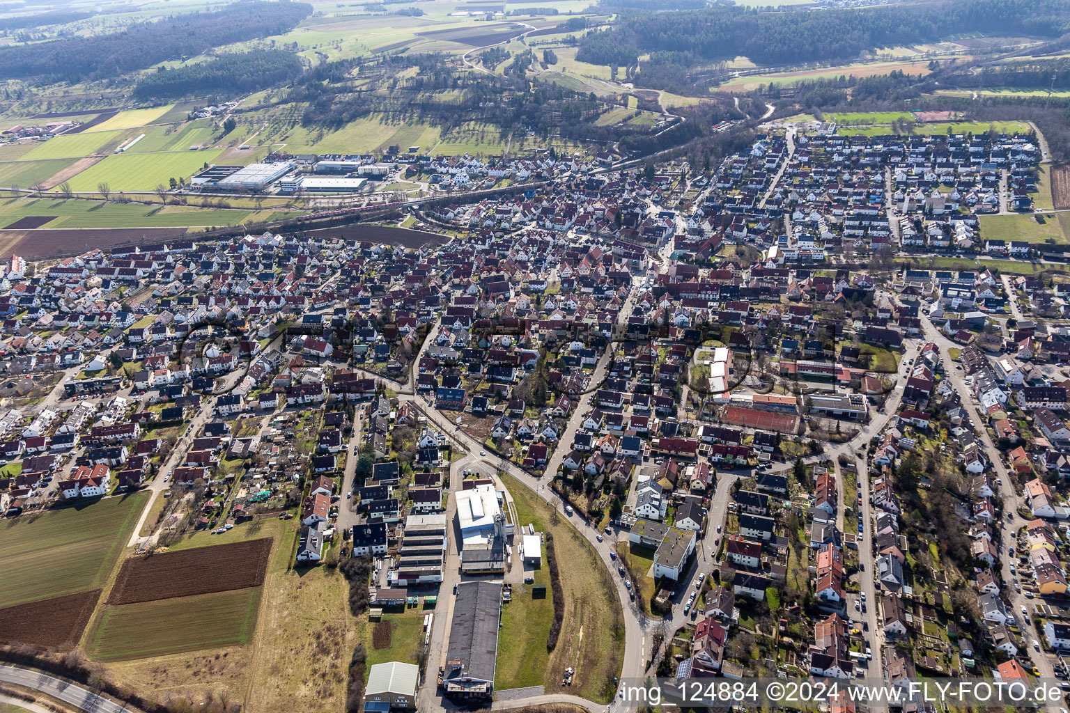 Drone image of Renningen in the state Baden-Wuerttemberg, Germany