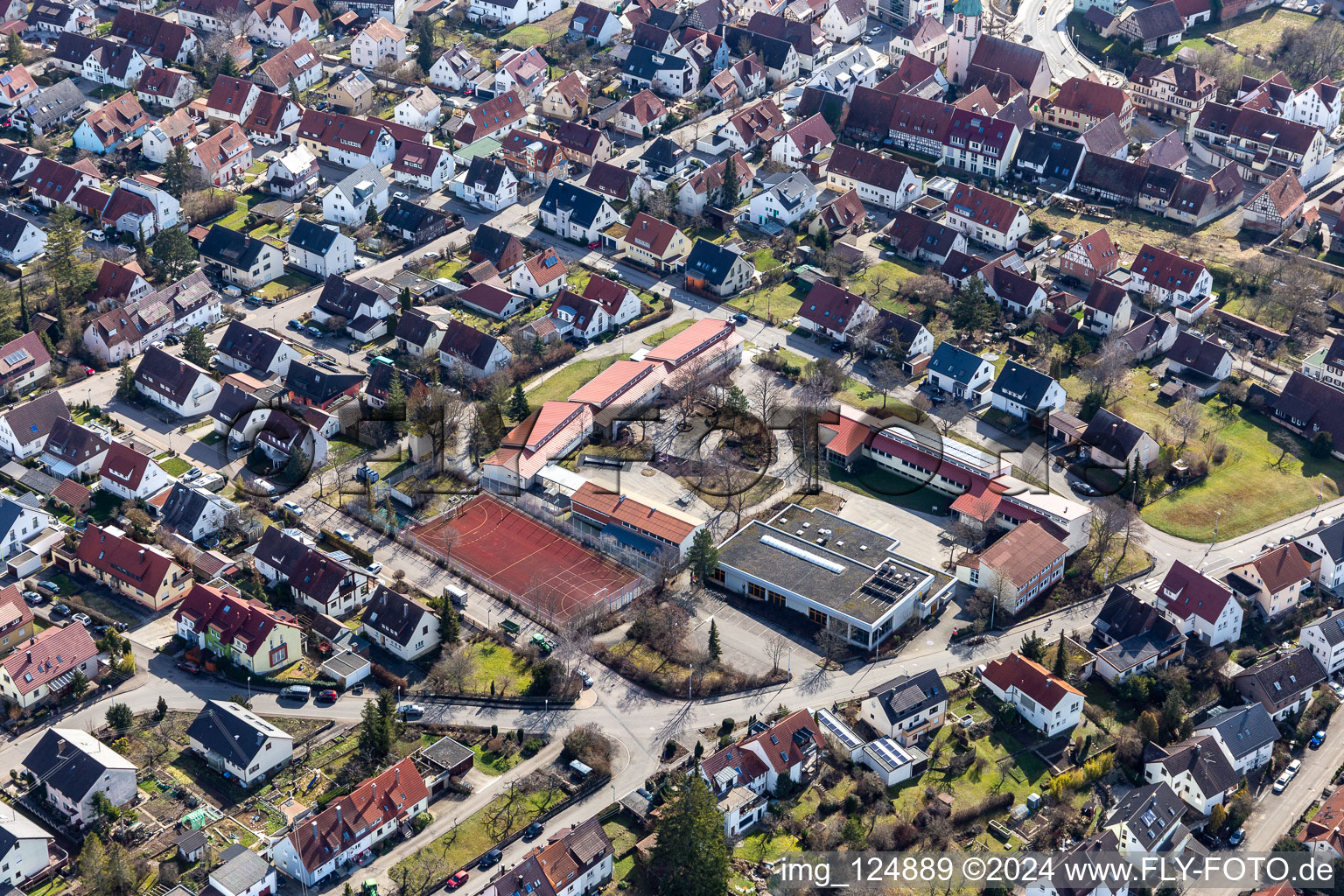 Drone image of District Malmsheim in Renningen in the state Baden-Wuerttemberg, Germany