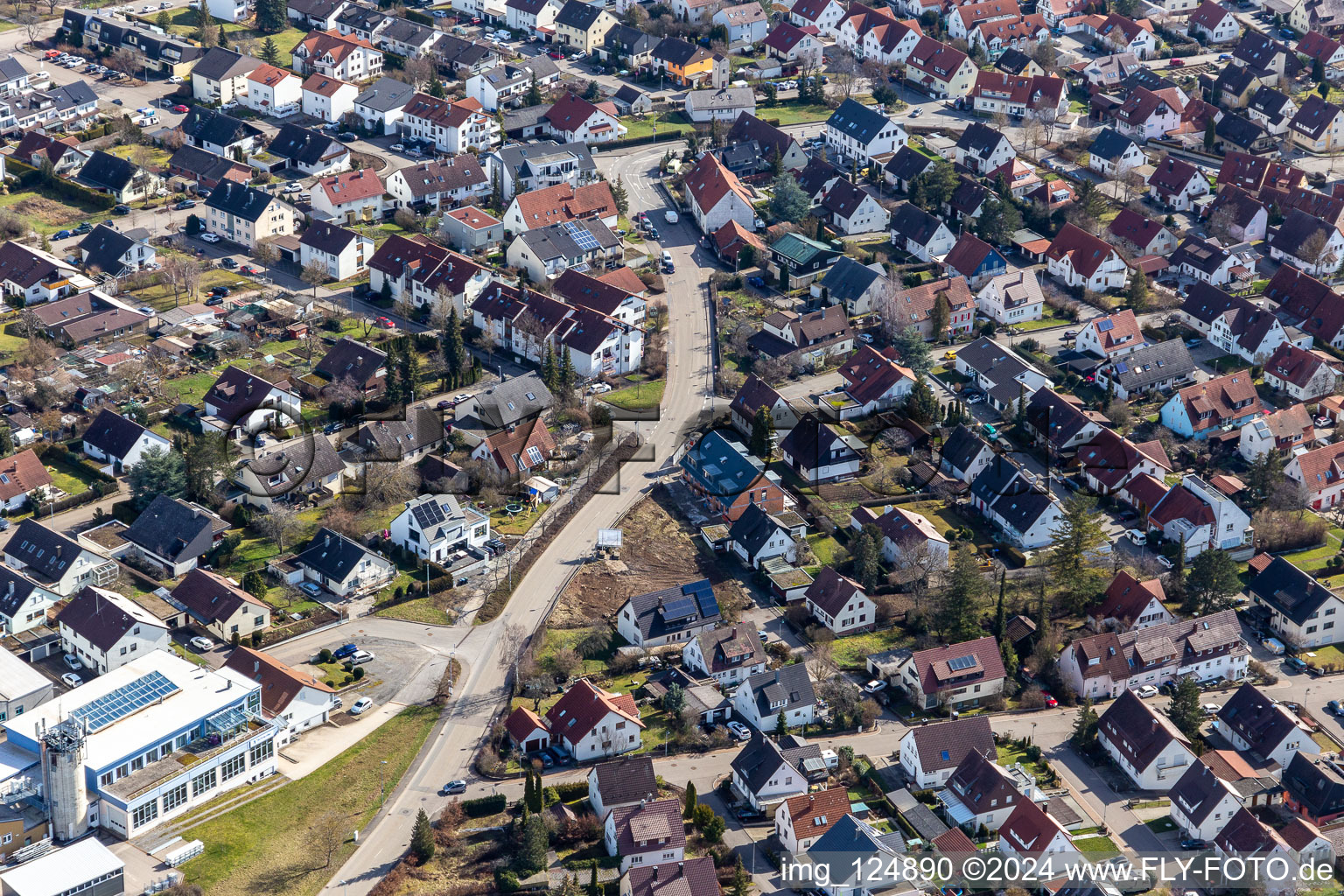 District Malmsheim in Renningen in the state Baden-Wuerttemberg, Germany from the drone perspective