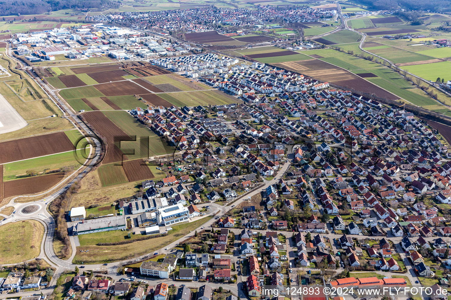 Renningen in the state Baden-Wuerttemberg, Germany seen from a drone