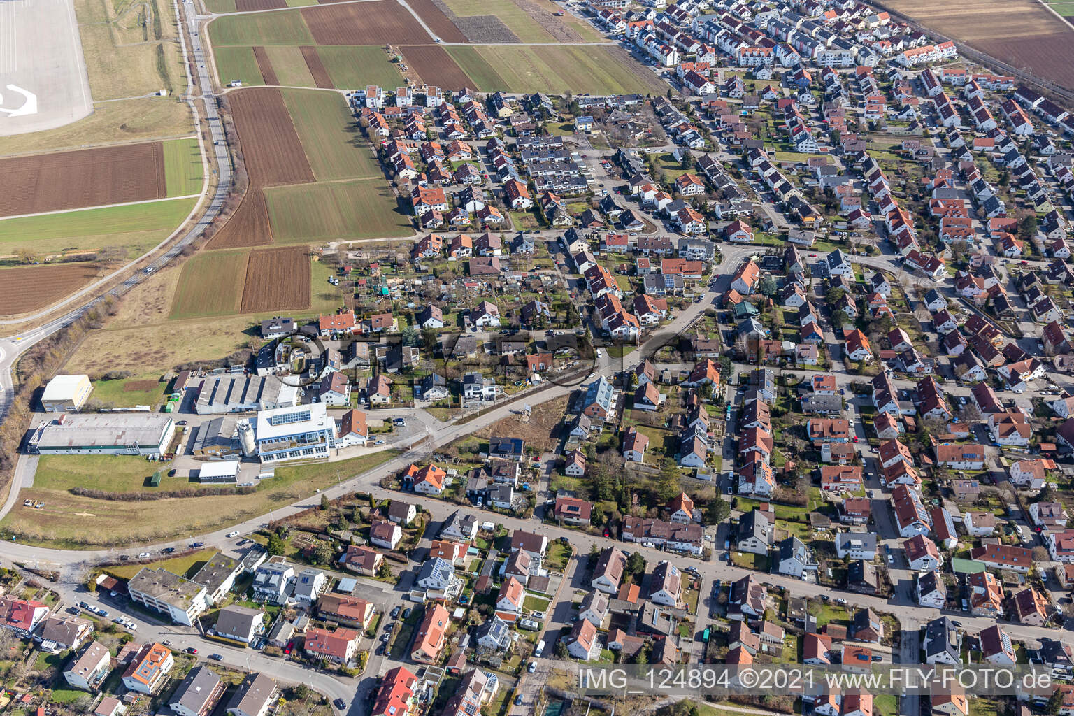 Aerial view of Renningen in the state Baden-Wuerttemberg, Germany