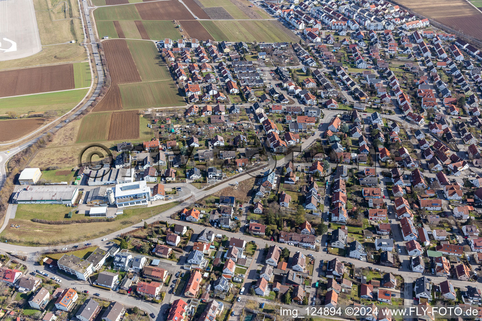 Aerial view of Renningen in the state Baden-Wuerttemberg, Germany