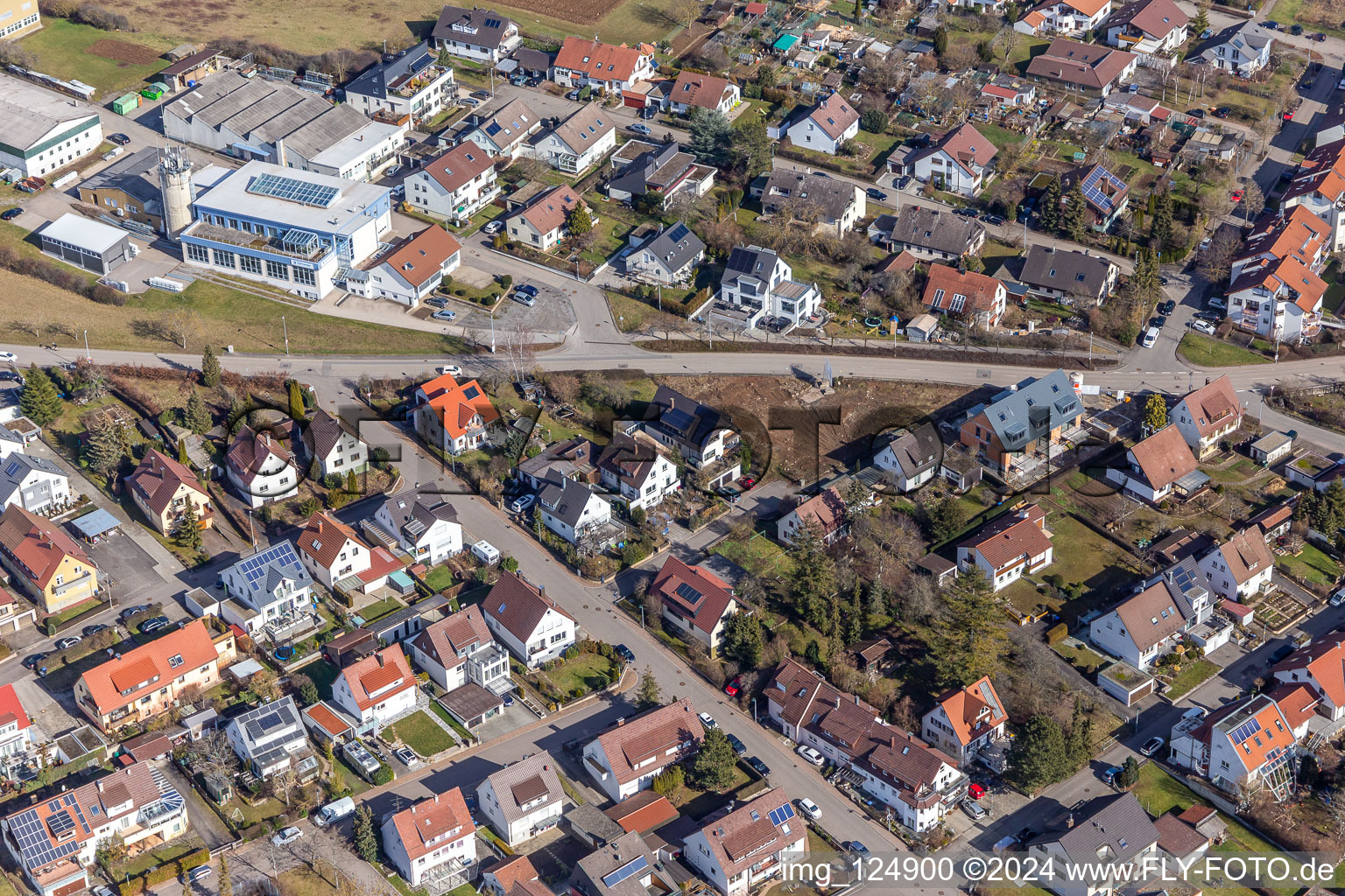 Aerial photograpy of District Malmsheim in Renningen in the state Baden-Wuerttemberg, Germany