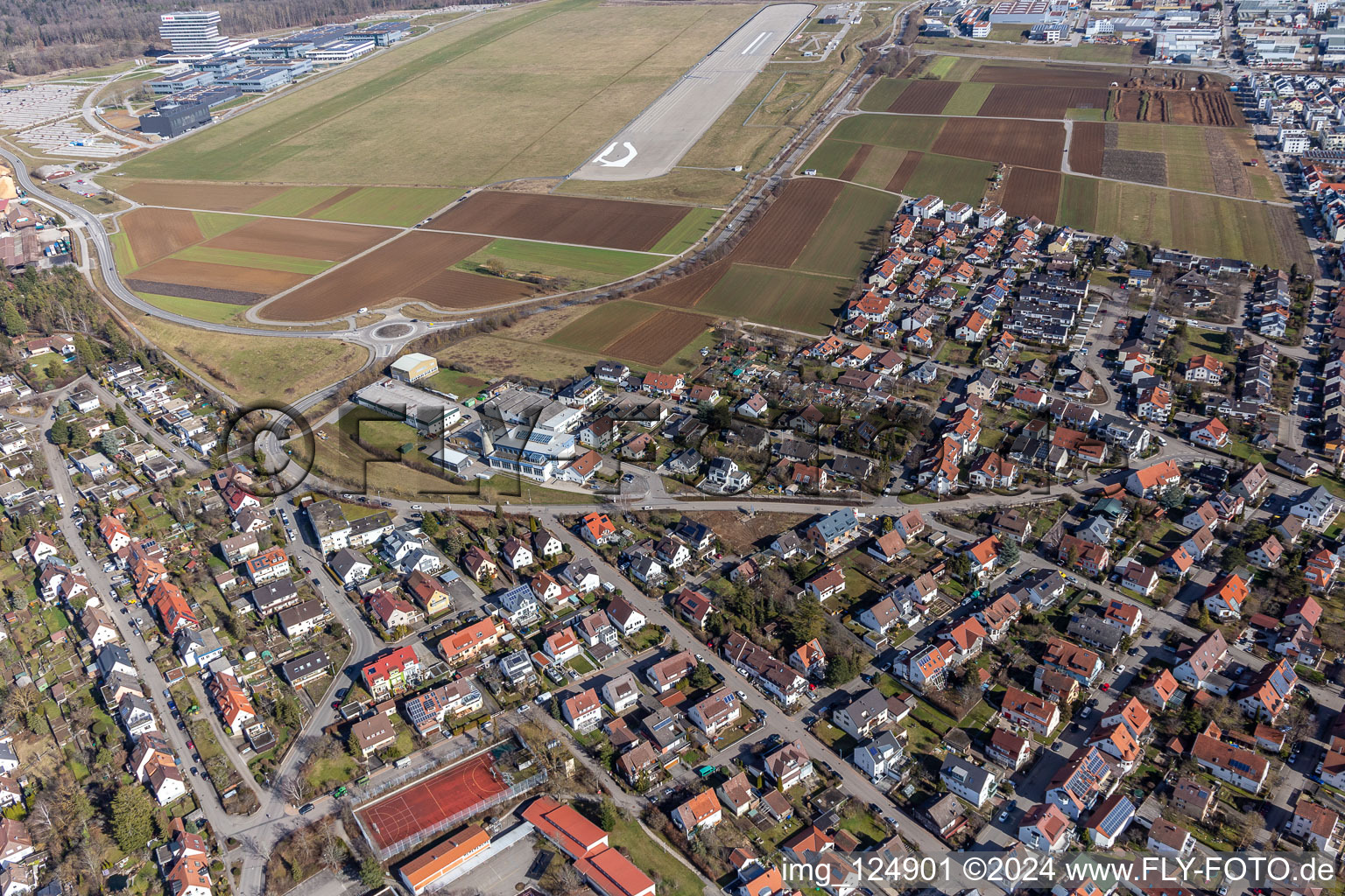 Oblique view of District Malmsheim in Renningen in the state Baden-Wuerttemberg, Germany