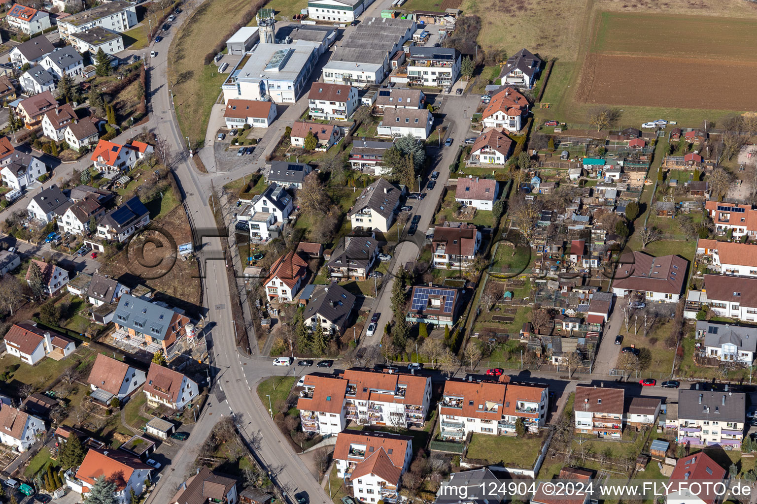 District Malmsheim in Renningen in the state Baden-Wuerttemberg, Germany from above