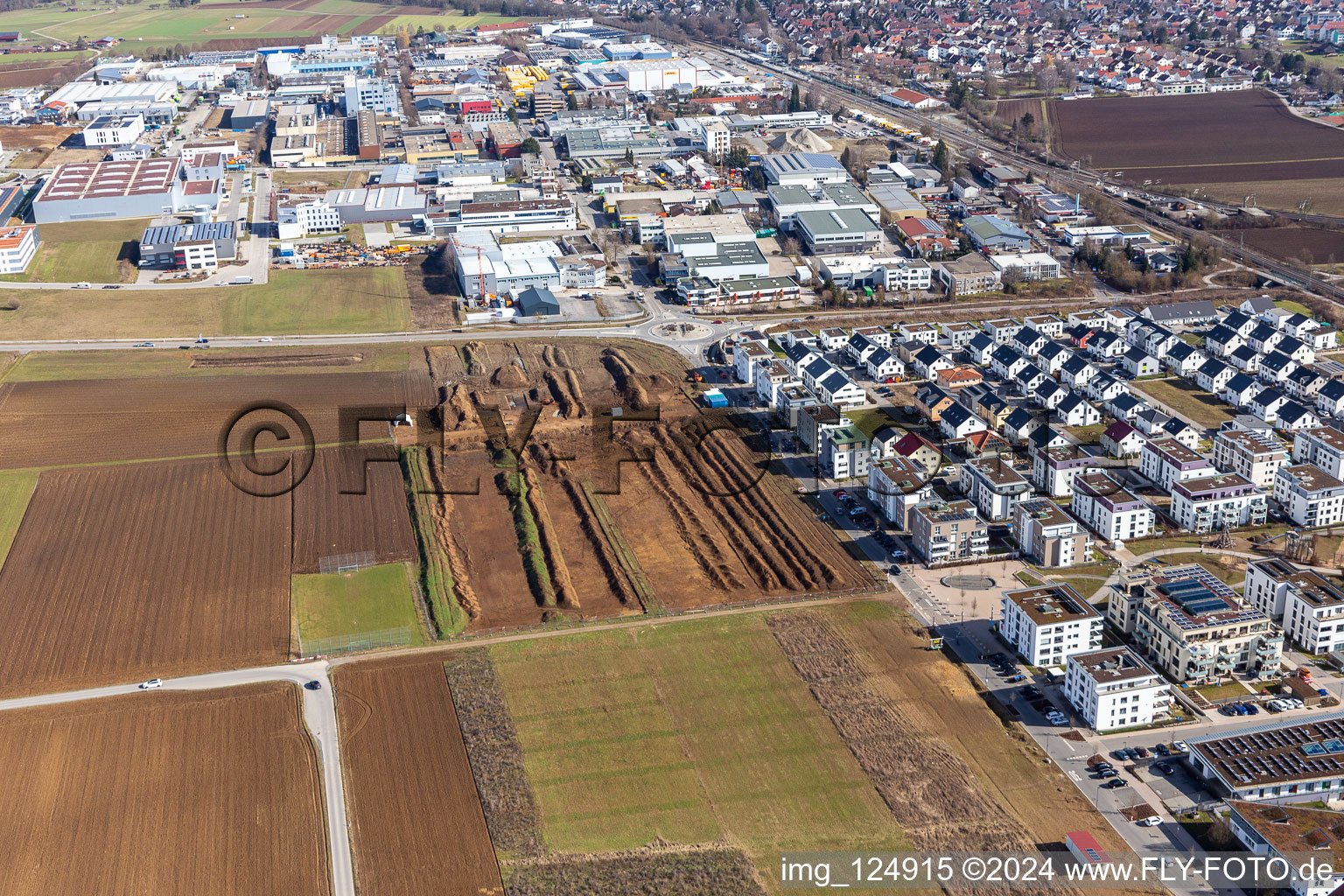 Aerial view of Renningen in the state Baden-Wuerttemberg, Germany