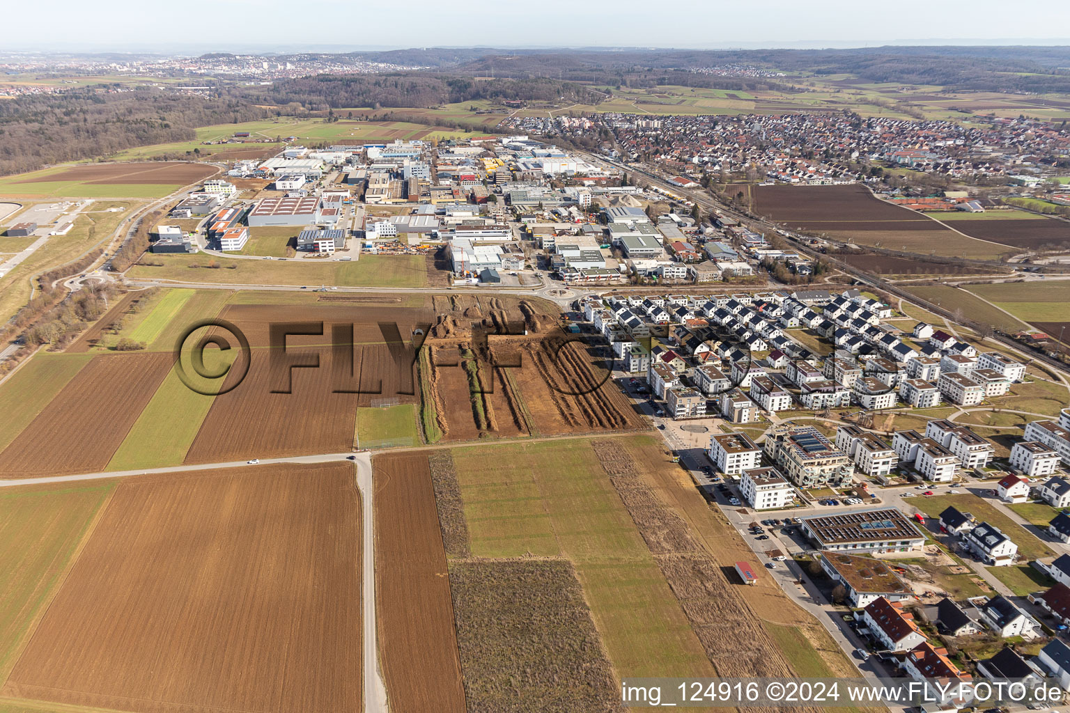 Aerial photograpy of Renningen in the state Baden-Wuerttemberg, Germany