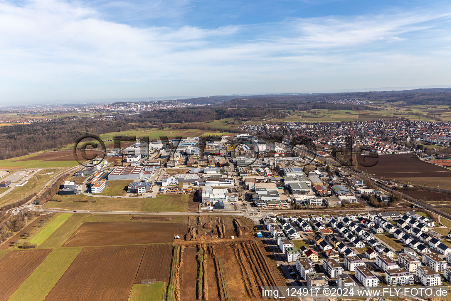 Oblique view of Renningen in the state Baden-Wuerttemberg, Germany