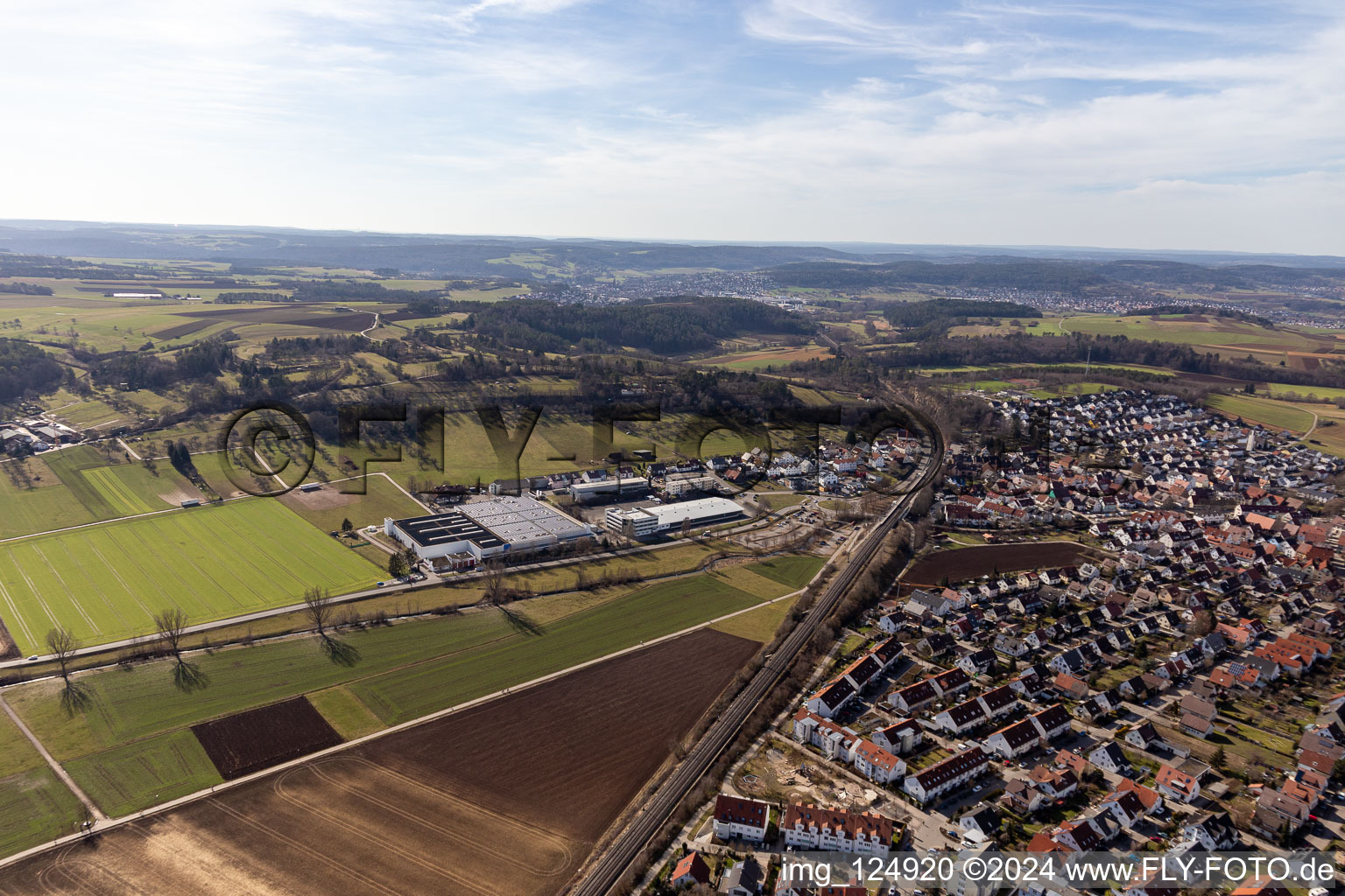 K2 Systems beyond the railway line in the district Malmsheim in Renningen in the state Baden-Wuerttemberg, Germany