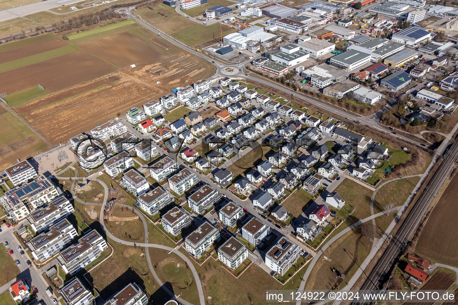 District Malmsheim in Renningen in the state Baden-Wuerttemberg, Germany from the plane