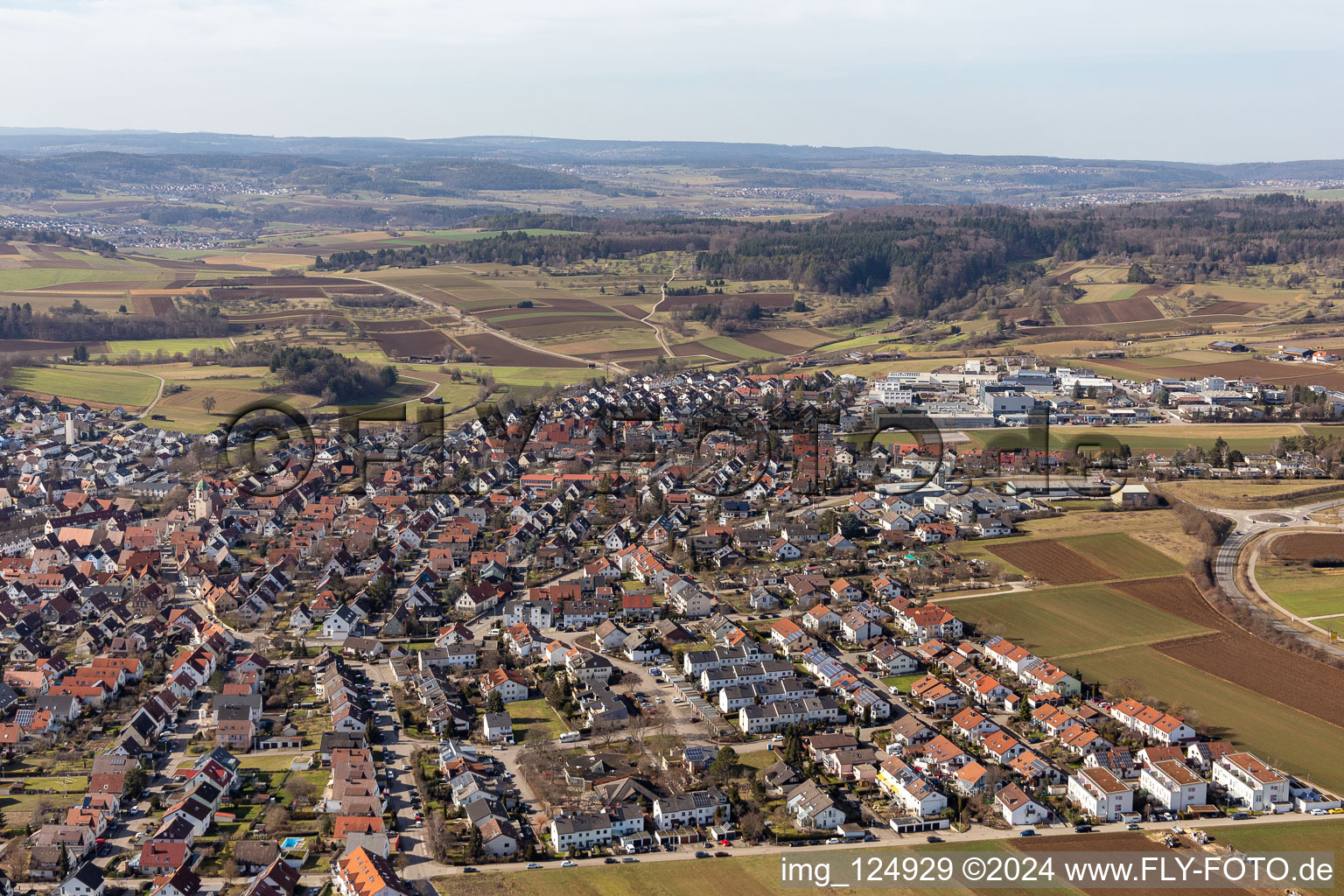 Aerial photograpy of Renningen in the state Baden-Wuerttemberg, Germany