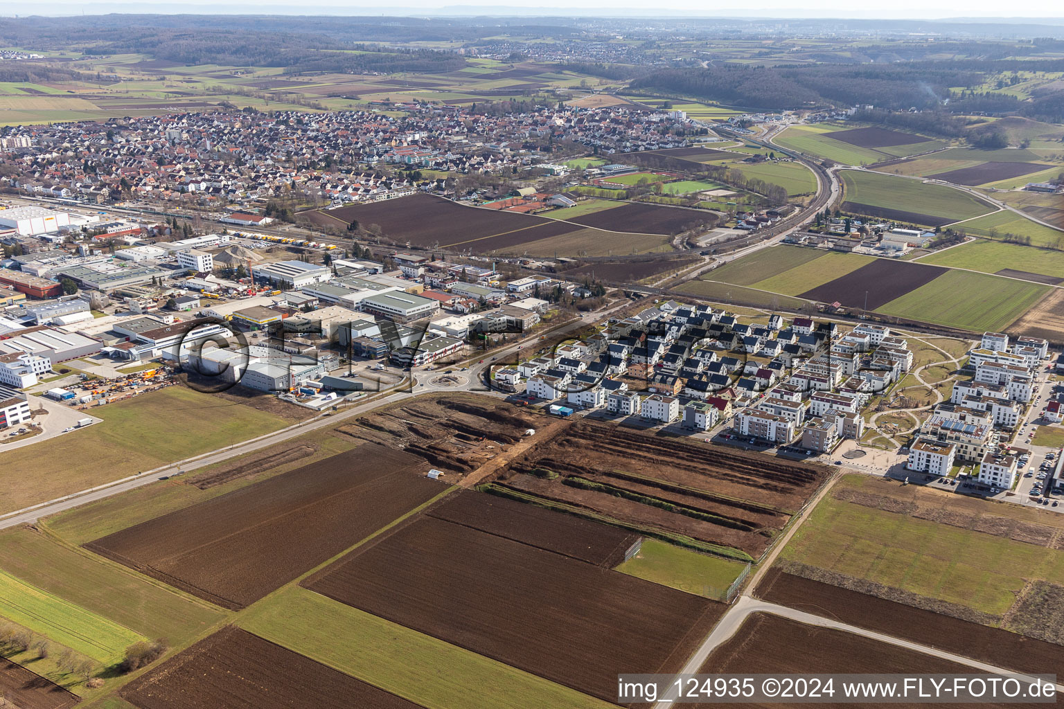 Renningen in the state Baden-Wuerttemberg, Germany viewn from the air