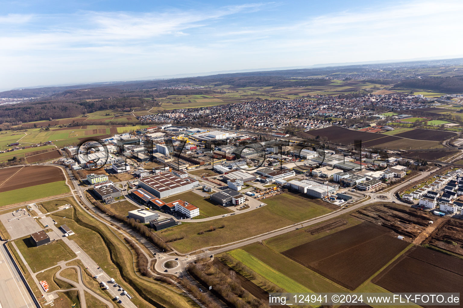 Renningen in the state Baden-Wuerttemberg, Germany seen from above