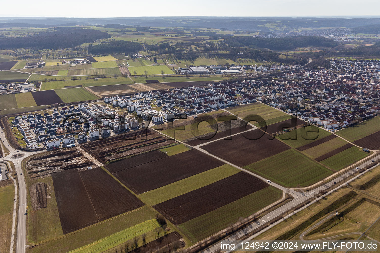 Drone recording of Renningen in the state Baden-Wuerttemberg, Germany