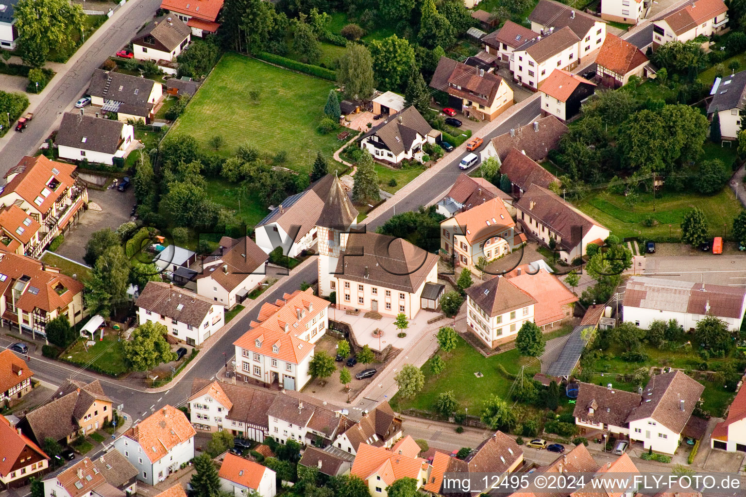 District Ittersbach in Karlsbad in the state Baden-Wuerttemberg, Germany from above