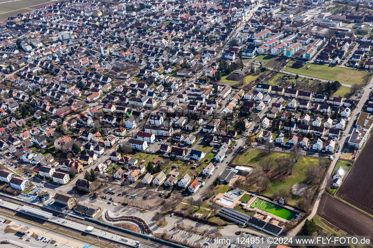 Renningen in the state Baden-Wuerttemberg, Germany seen from a drone