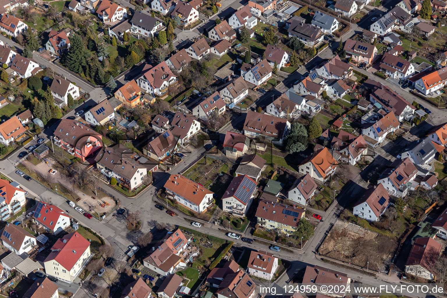 Renningen in the state Baden-Wuerttemberg, Germany seen from above