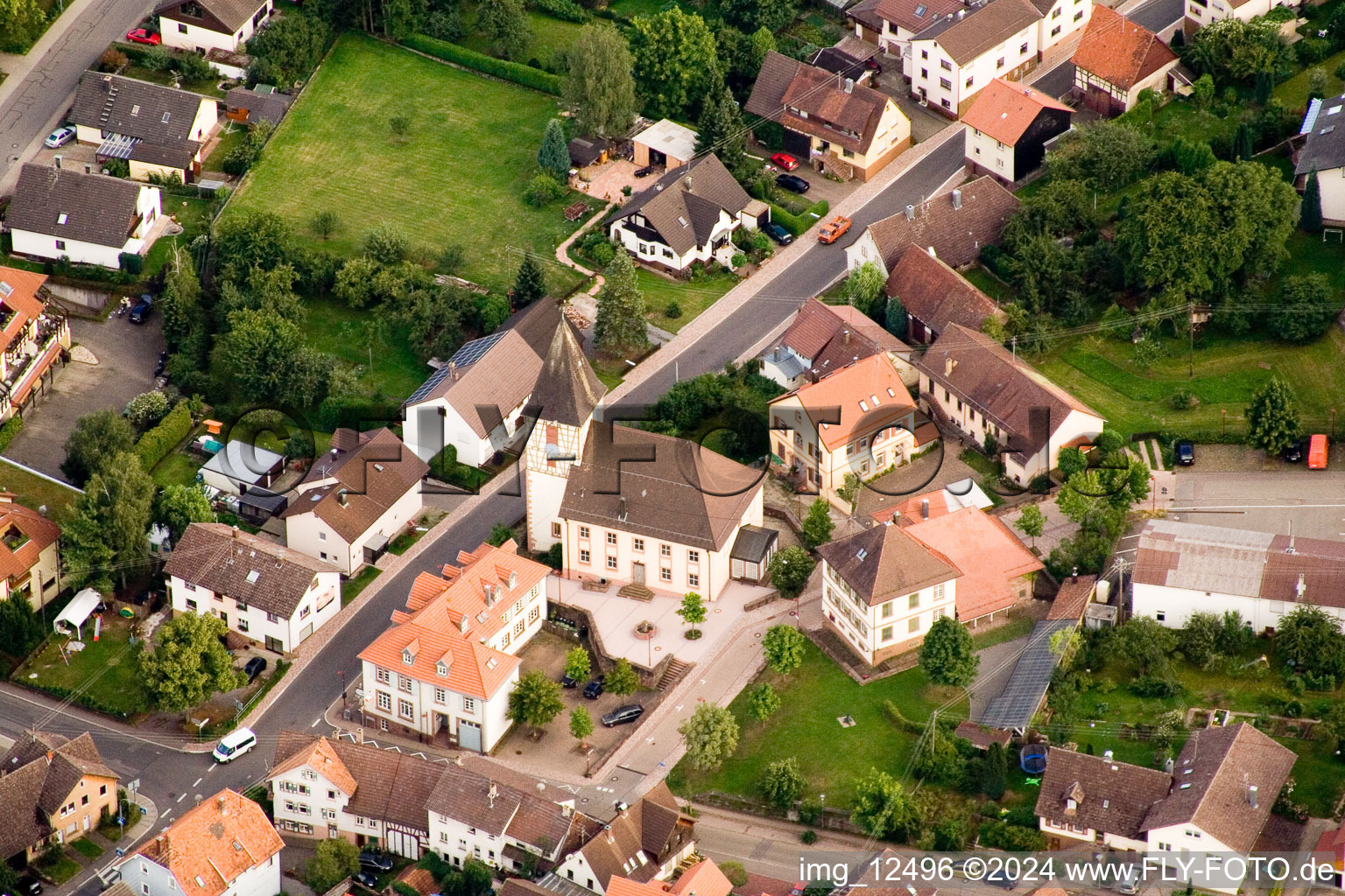 Church building in the village of in the district Ittersbach in Karlsbad in the state Baden-Wurttemberg