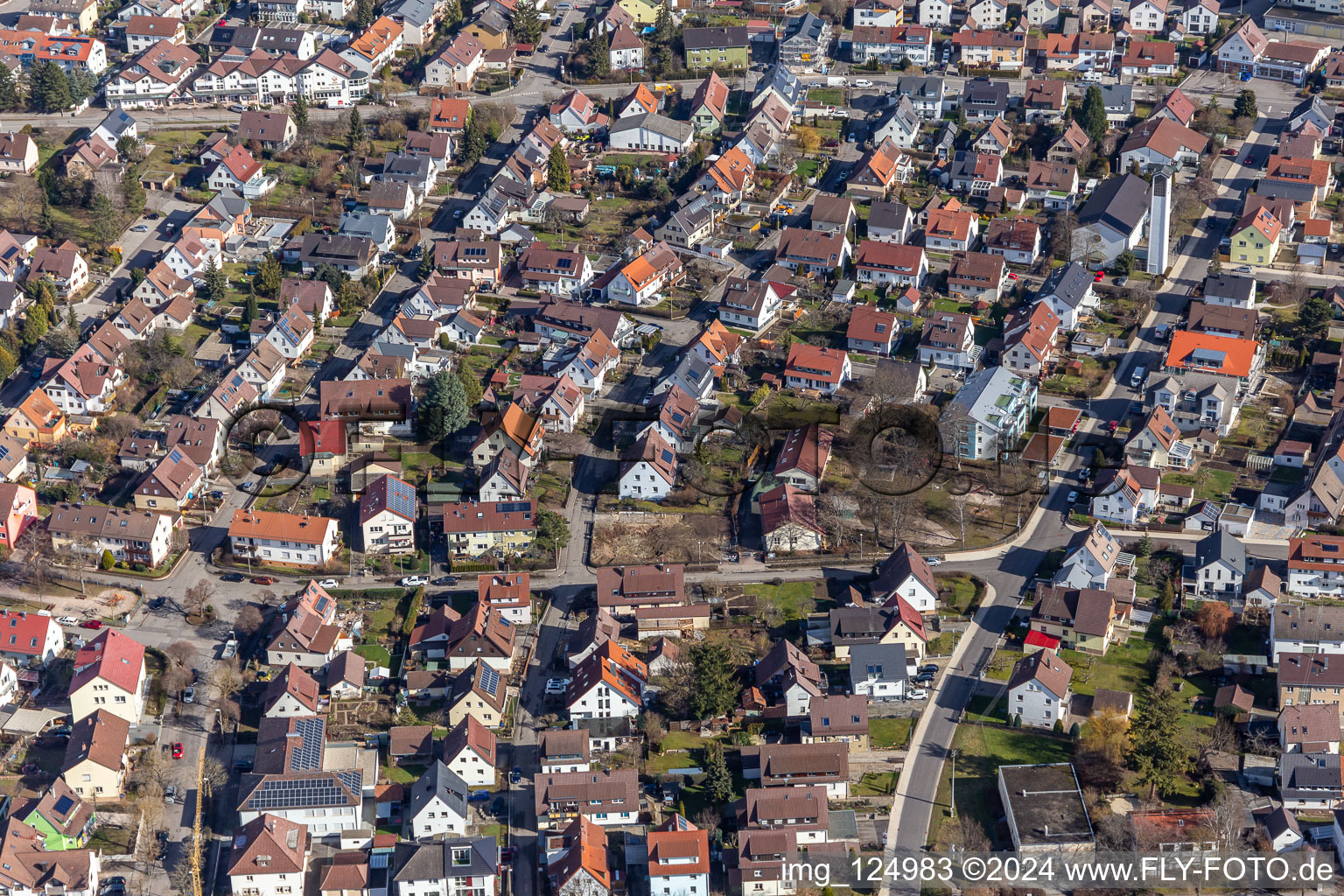 Aerial photograpy of Renningen in the state Baden-Wuerttemberg, Germany