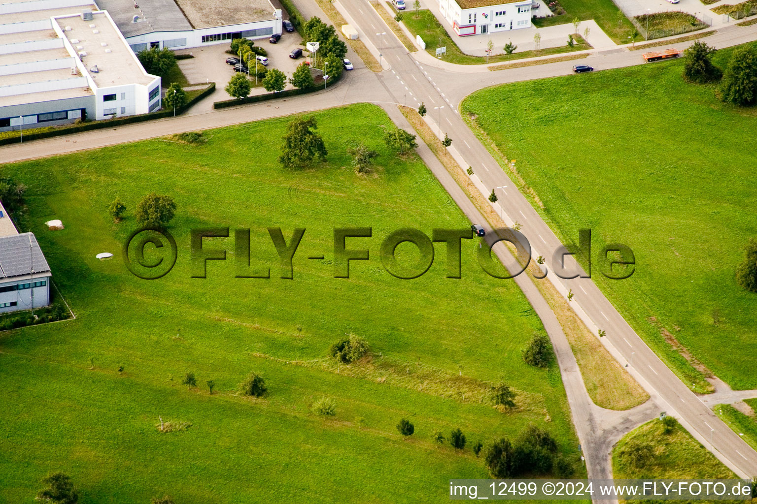 Ittersbach, industrial area in the district Im Stockmädle in Karlsbad in the state Baden-Wuerttemberg, Germany out of the air