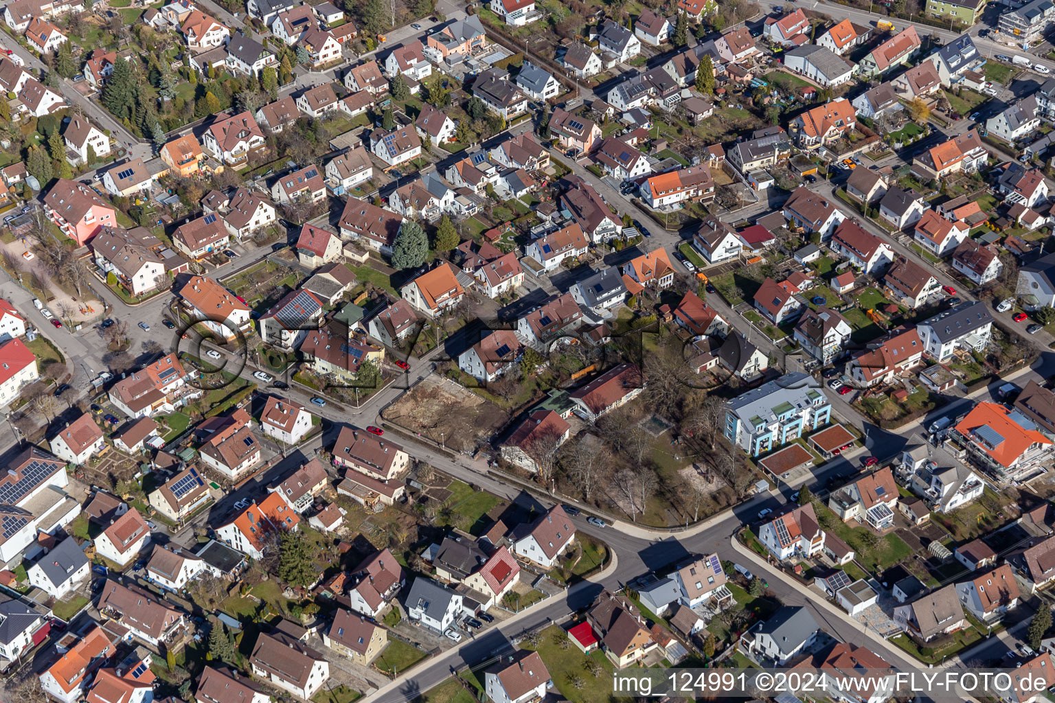 Renningen in the state Baden-Wuerttemberg, Germany seen from above