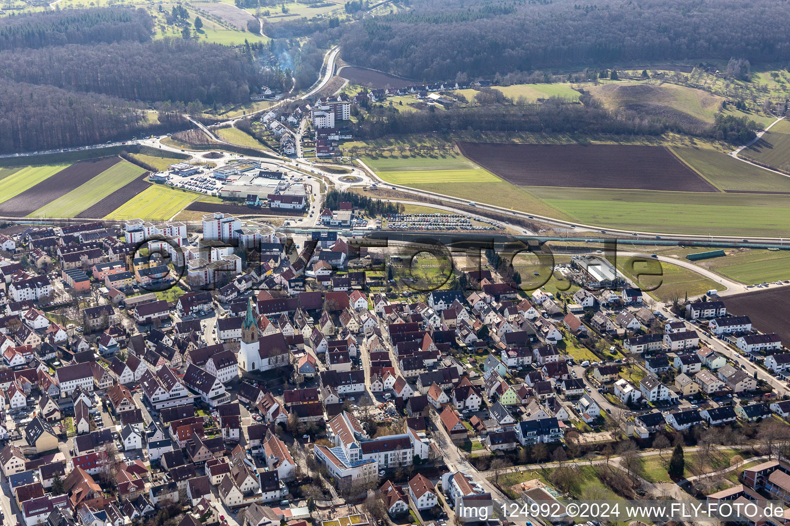 Renningen in the state Baden-Wuerttemberg, Germany from the plane