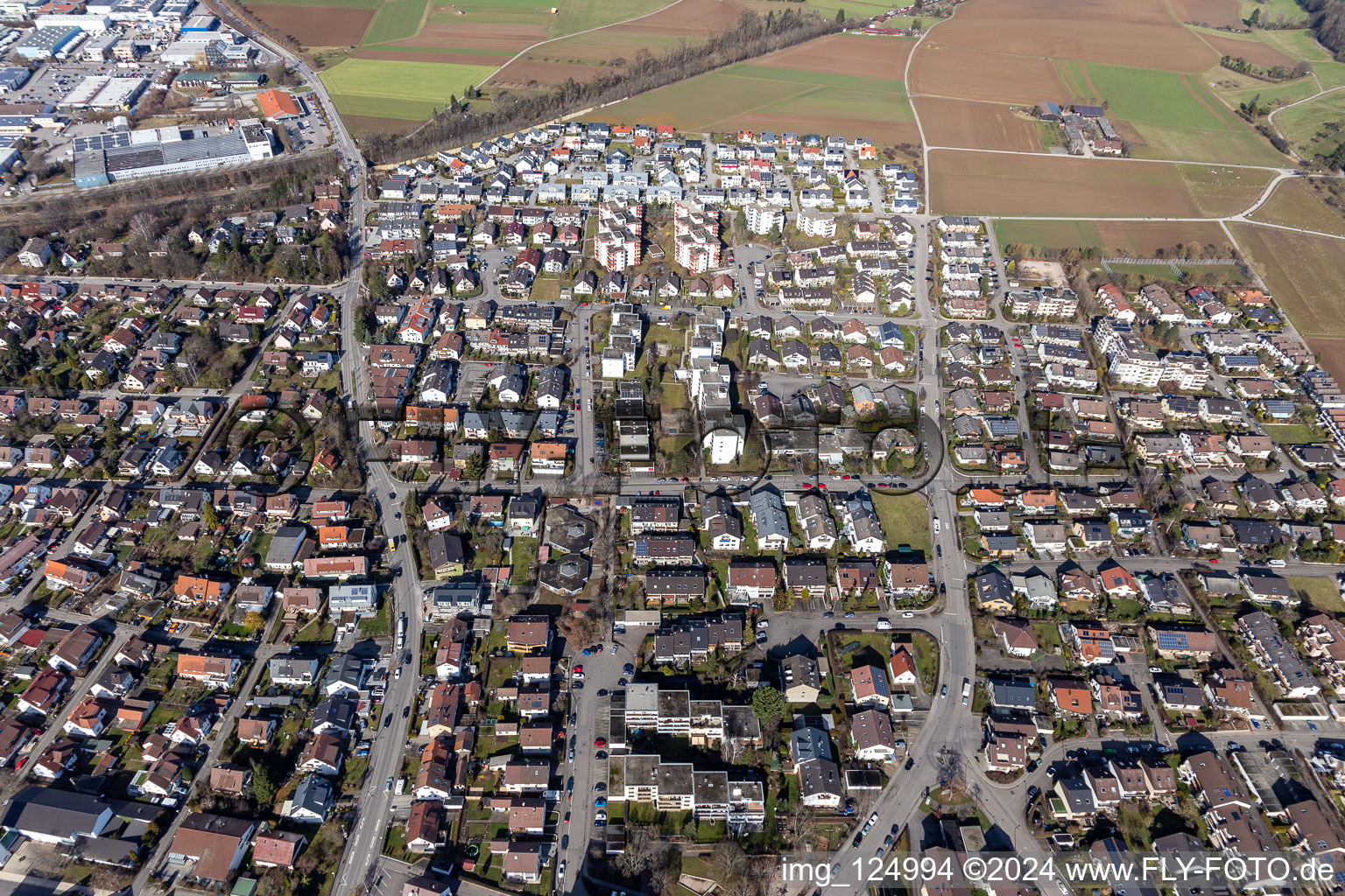 Bird's eye view of Renningen in the state Baden-Wuerttemberg, Germany