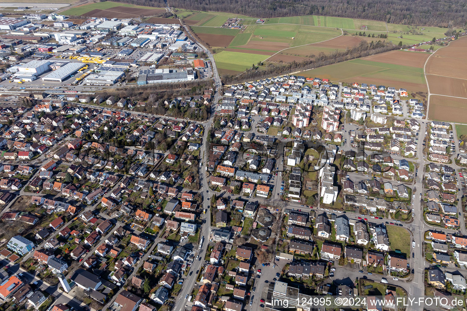 Renningen in the state Baden-Wuerttemberg, Germany viewn from the air